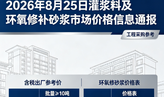 罗源2026年8月25日灌浆料及环氧修补砂浆市场价格信息通报